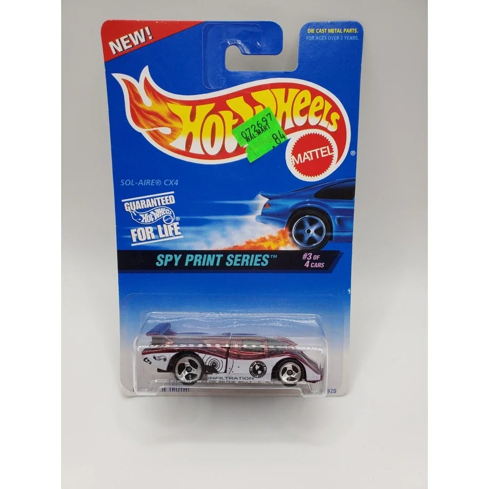 1997 Hot Wheels Spy Print Series 3/4 Sol-Aire CX4 White #555
